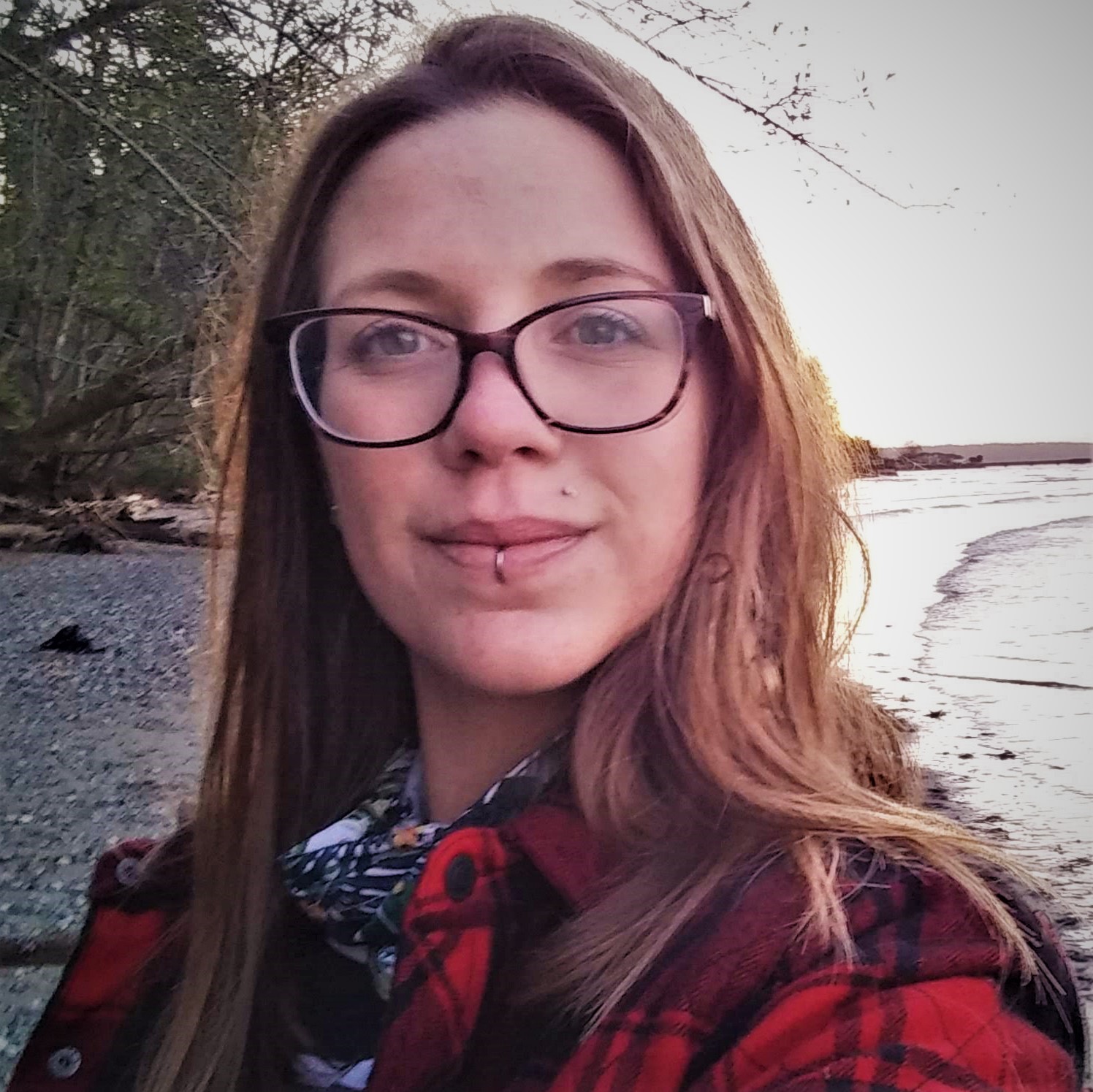 A profile picture of Lana shows her wearing glasses and a red plaid jacket as she looks directly at the camera.